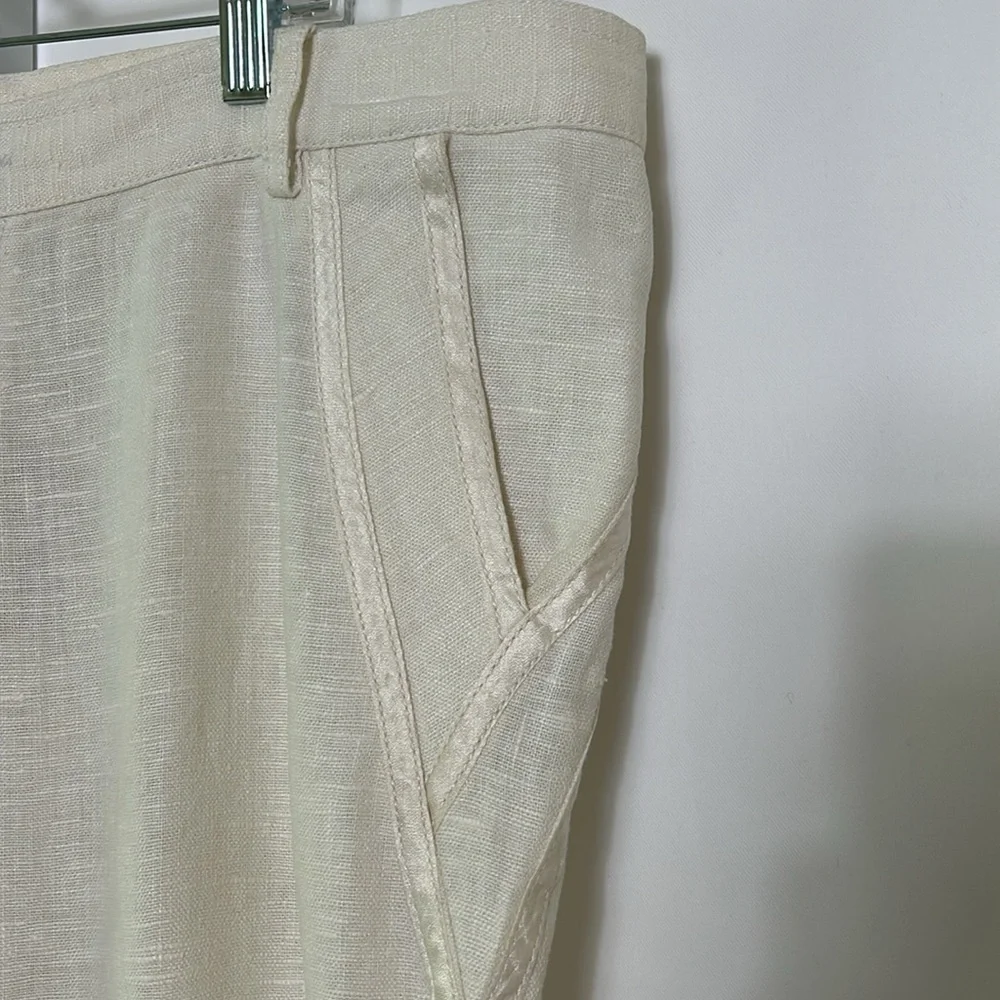 Versace Men's Size US 32 Euro 42 Made in Italy 2007 Cream Pants Linen Silk Trim